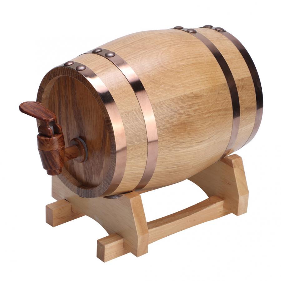 Household Wooden Beer Barrel Oak Wood Wine Barrel With 4 Brackets Keg and Tap Wine Brewing Equipment Home Portable Bar Tools