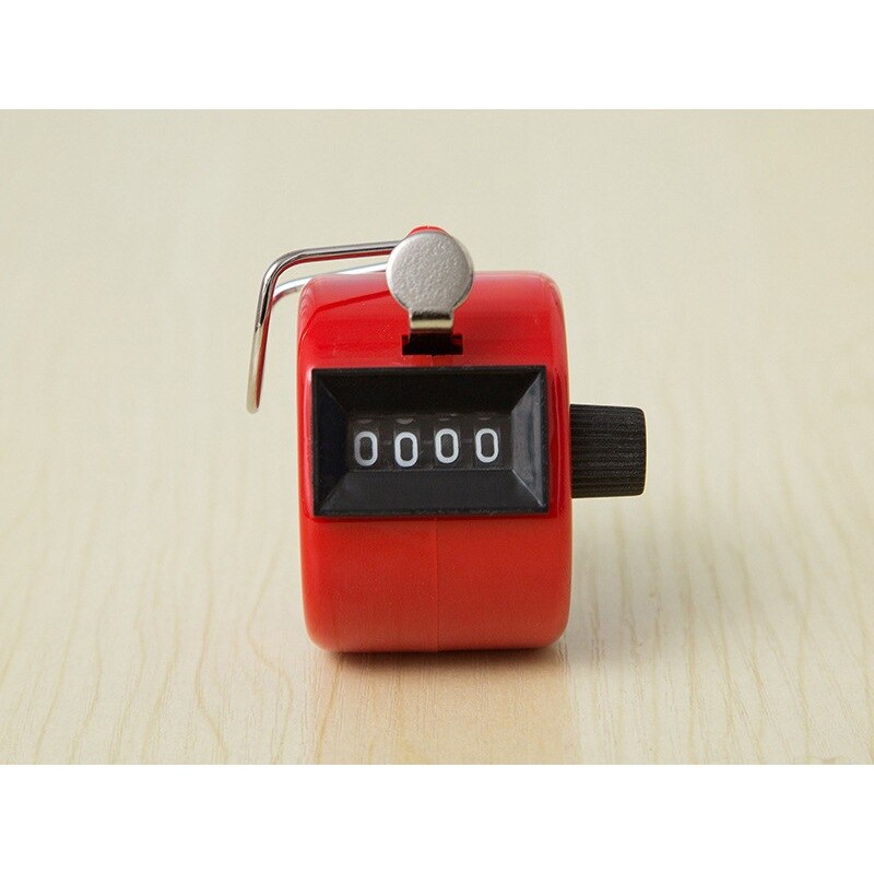 4 Digit Number Counter Clicker Hand Finger Display Manual Counting Tally Clicker Timer Soccer Golf Counter Muti color: Red