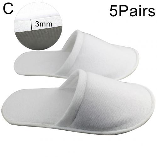 5 Paar Wegwerp Slippers Spa Hotel Gast Slippers Gesloten Teen Handdoek Indoor Wegwerp Slippers: White C