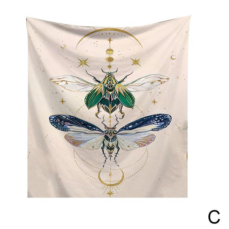 Tapiz negro con Floral de Luna, tapiz colgante de pared antiguo, tapiz de brujería con mariposas, tapiz para decoración de pared del hogar, alfombras, tapices: 03