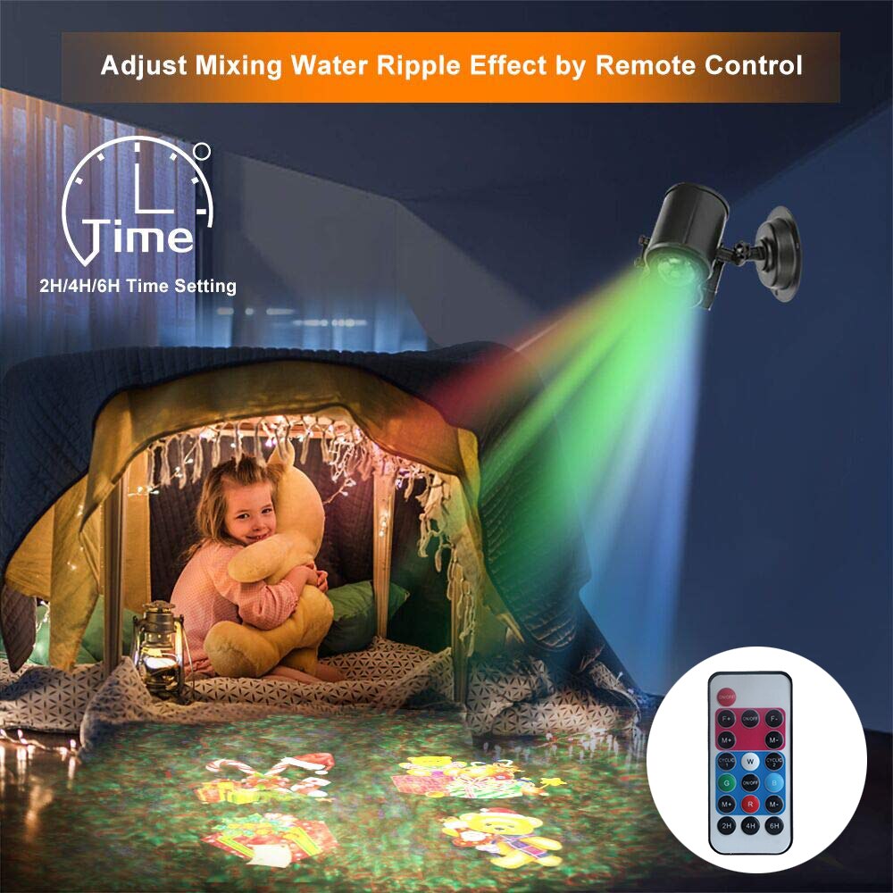 Water Wave Halloween Kerst Projector Licht 2-in-1 Moving 12 Patronen LED Dubbele Projector Lamp Waterdicht Tuin effect Lamp