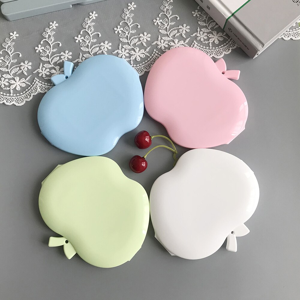 Cute Apple Shaped Child Adult Mask Storage Box Portable Folding Mask Box Temporary Storage Box With Mirror