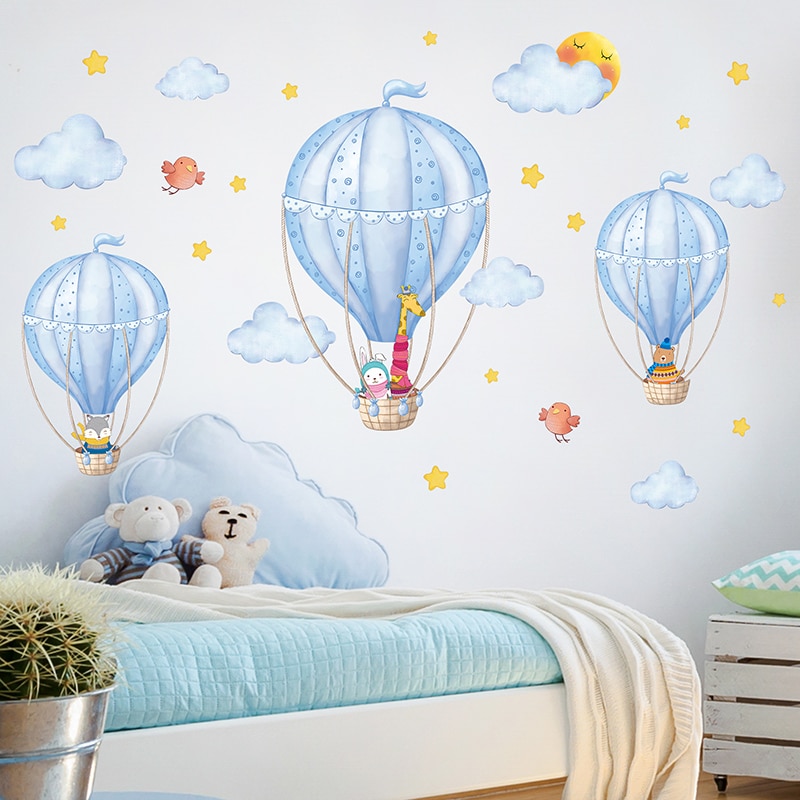[Shijuehezi] Luchtballon Muurstickers Diy Cartoon Wolken Muurstickers Voor Kinderen Kamers Baby Slaapkamer Nursery Decoratie