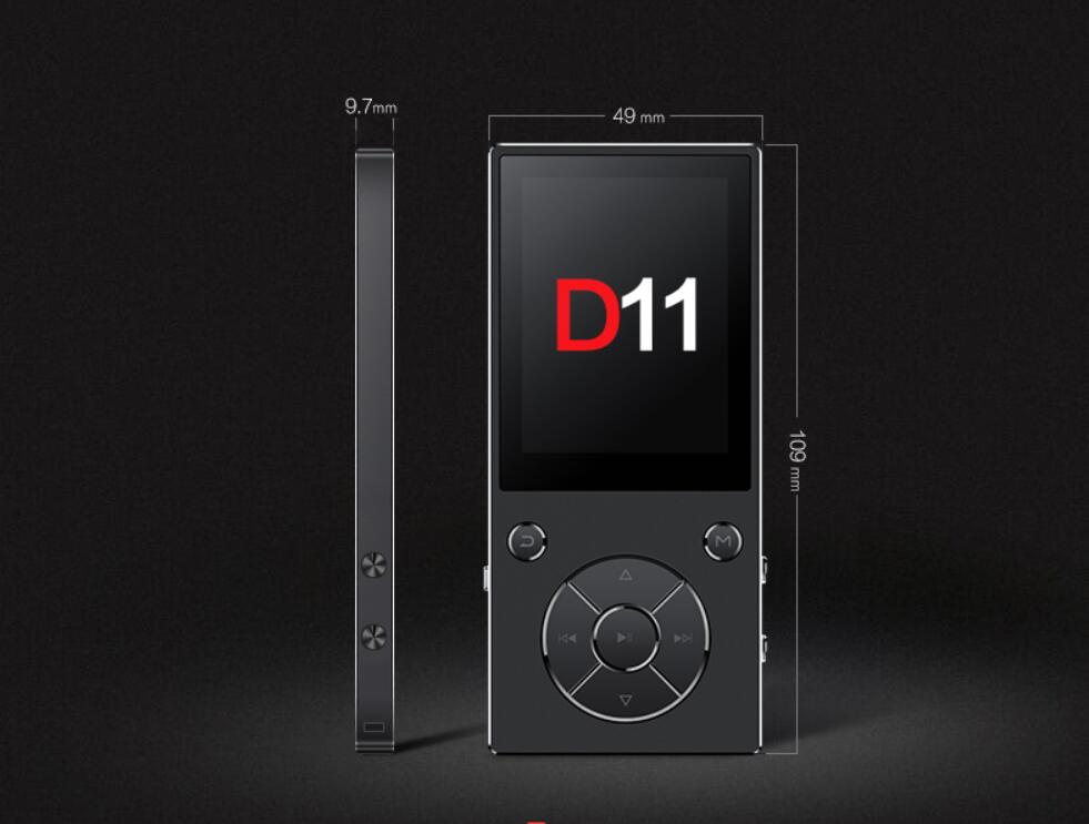 Ruizu-reprodutor de música original mp4 d11, 8gb, bluetooth 2.4, polegadas, rádio fm, gravador de voz, slot para cartão tf, microfone embutido
