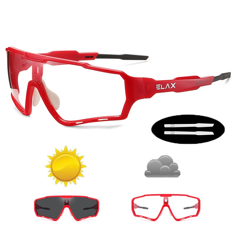 Elax photochromic pyöräily pyörälasit urheilu aurinkolasit miesten naisten mtb polkupyörälasit pyöräilylasit: Ap4