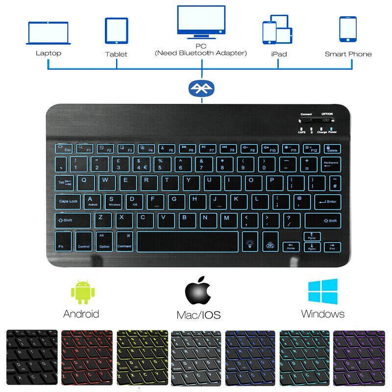 Dla klawiatury iPad podświetlana klawiatura bezprzewodowa Bluetooth-kompatybilna z klawiaturą Samsung Xiaomi Huawei Apple Phone