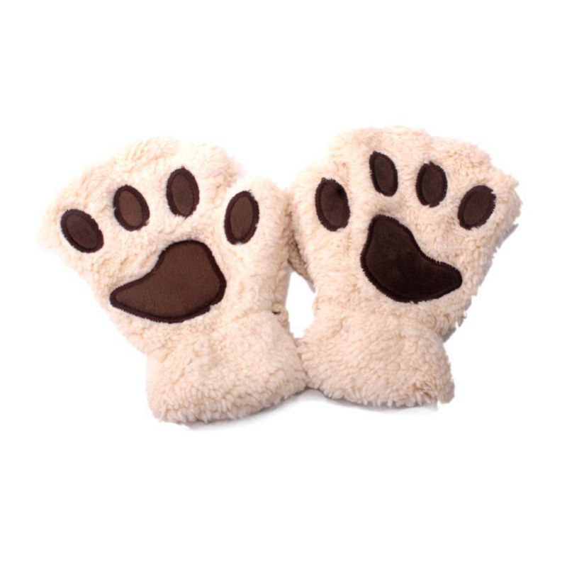 Baby Katze Klaue Handschuhe Winter Stricken Flauschigen Jungen Mädchen Halbe Finger Handschuhe Samt Dicke Kinder kinder Halten Finger Warme 1-7 Y Neue: M