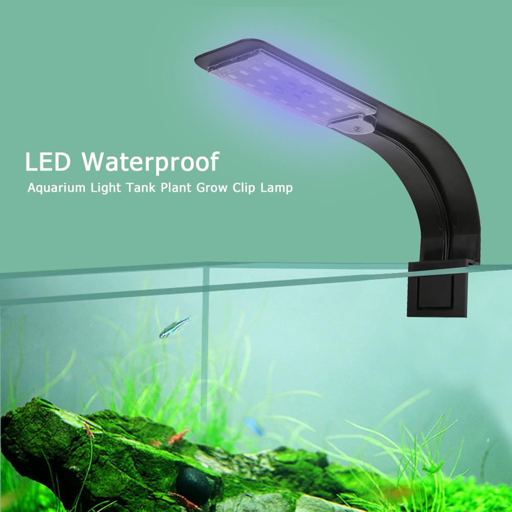 Super Slim LED Aquarium Light Lighting plants Grow Light 5W/10W/15W Aquatic Plant Lighting Waterproof Clip-on Lamp For Fish Tank: Black Blue White