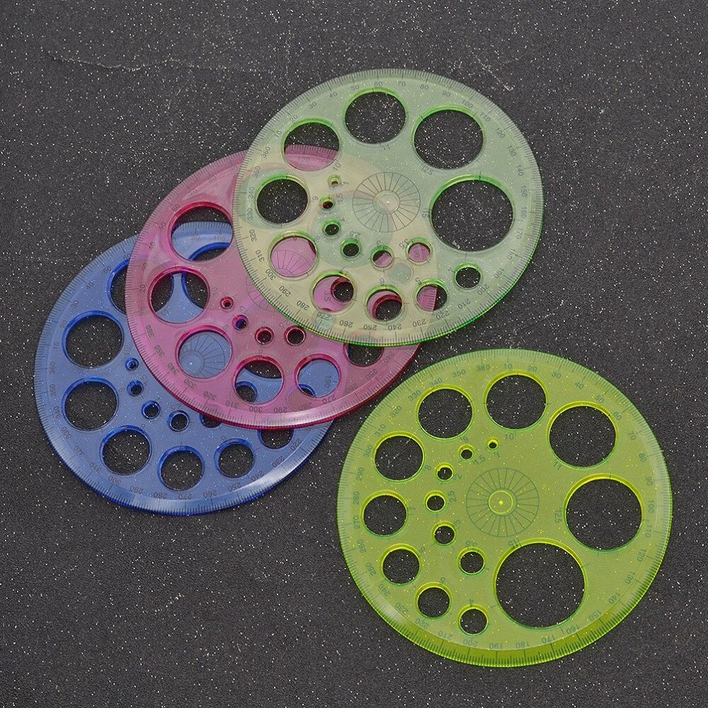 XRHYY 1 Pieces Patchwork Circular Template Ruler 360 Degree Full Circle Protractor random for product colour