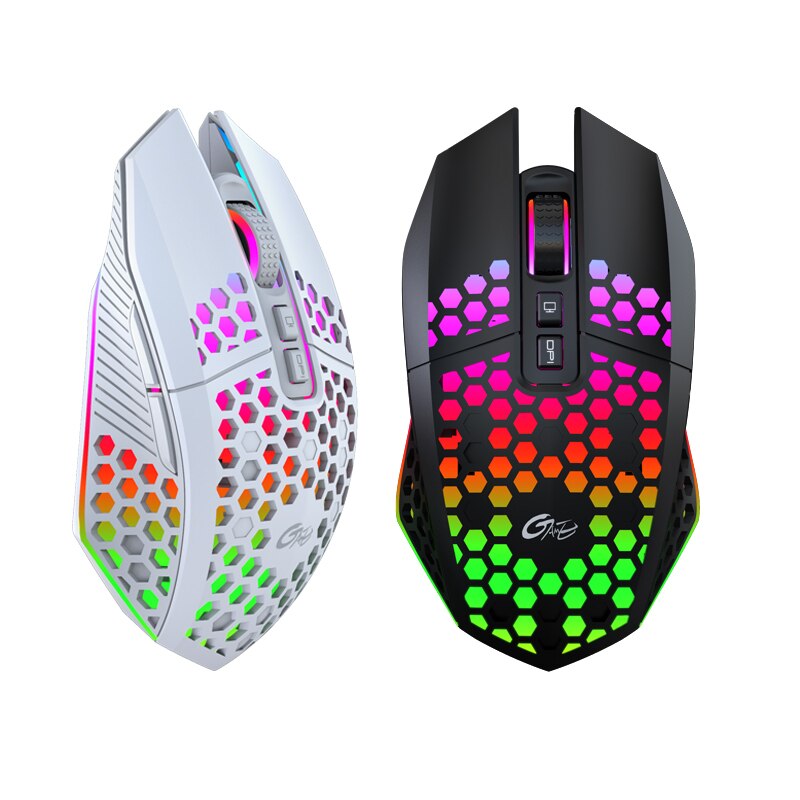 Gaming Wireless Mouse Honeycomb Hollow Ergonomic Mouse 2.4GHz Wireless USB 8 Keys 1600 DPI Mute RGB Light Mice For PC Laptop