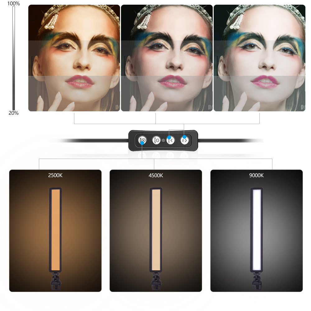 WS66 Portable Multi-function Photography LED Video Light Long Strip Video Conference Fill Light for Makeup Shooting Live Broa