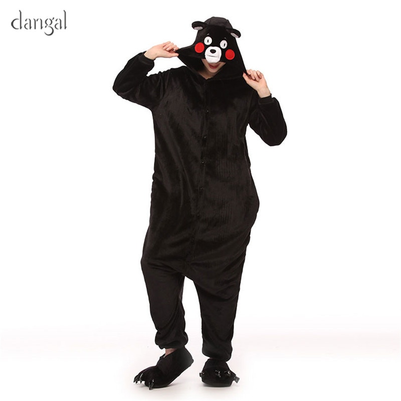 Kigurumi-Pijama Kawaii de oso Kumamoto, Unisex, de una pieza, suave, cálido,
