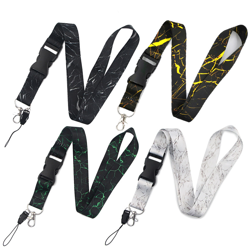 Marmer Patroon Nekriem Lanyard Sleutelhanger Mobiele Telefoon Strap Id Badge Houder Touw Sleutelhanger Accessoires Cadeau Omboordsels Linten