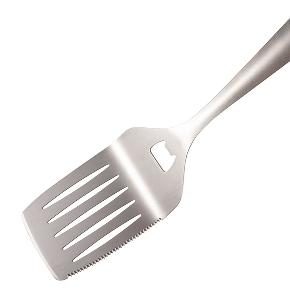 Bbq Grilling Tool Set, Stainless Steel Tongs, Spatula With Bottle Opener And Serrated Edge, Barbecue Meat Fork Outdoor Bbq