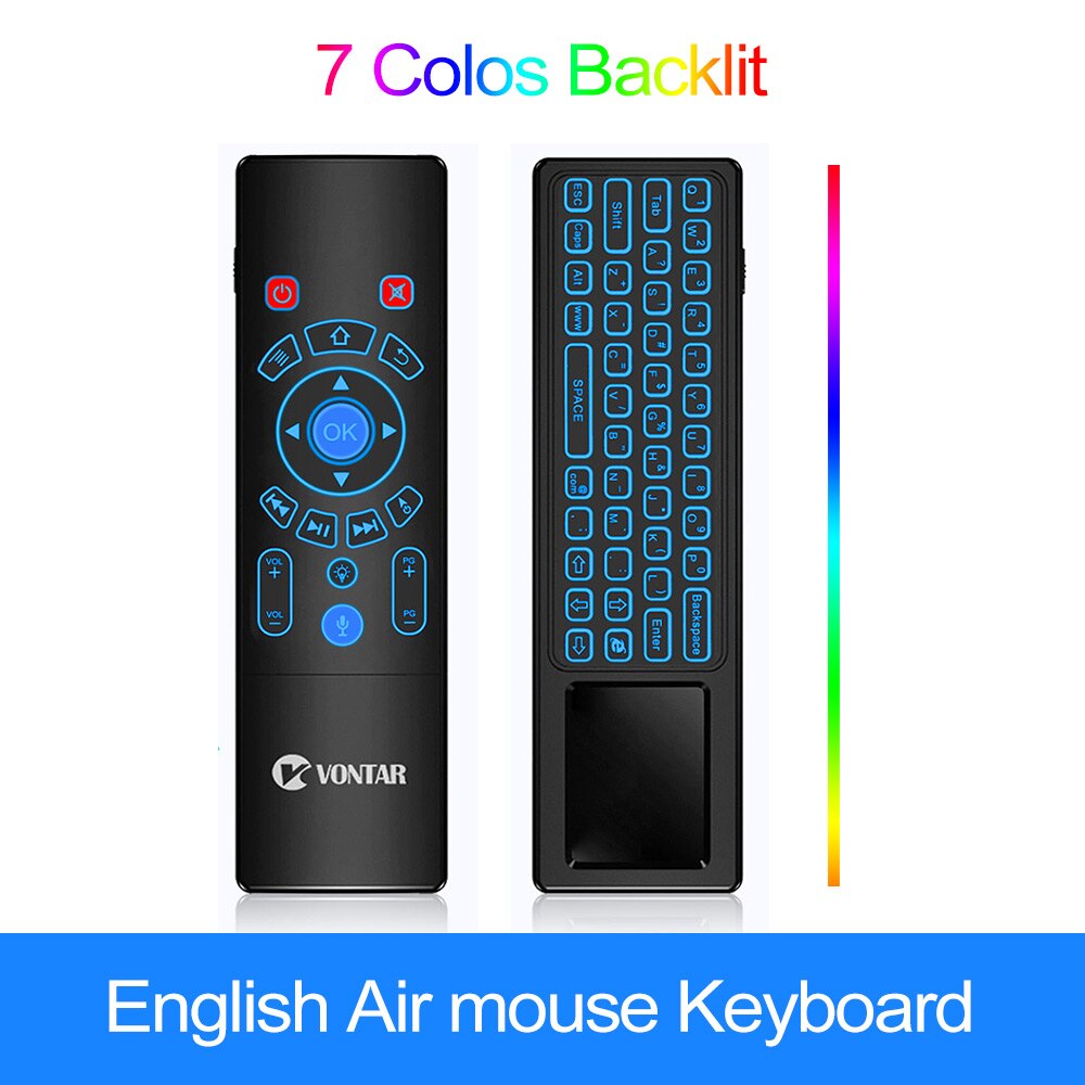 VONTAR T8 Plus Backlit 2.4GHz Air mouse Wireless Keyboard &amp; touchpad Voice iRemote Control for Android TV Box mini PC Projector: T8 Plus Voice EN