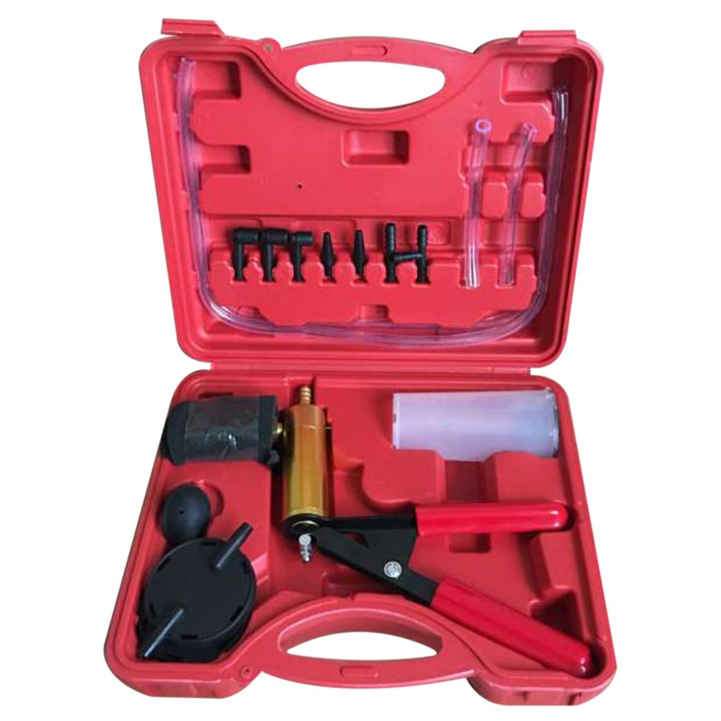 Hand Held Vacuum Pump Tester Set And Brake Bleeder Kit Car Motorbike Self Vacuum Pump Screw Adapter With Vacuum Gauge