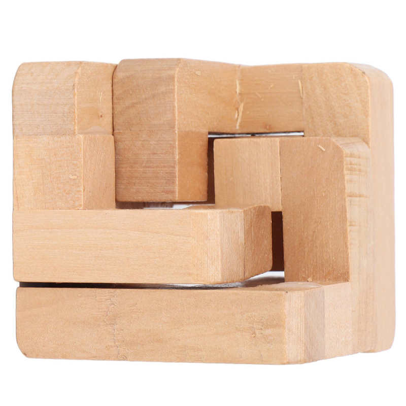 Puzzle Lock Toy Portable Improve Thinking Way Smooth Surface Composite Wood Educational Brain Teaser Lock for Home for Elders