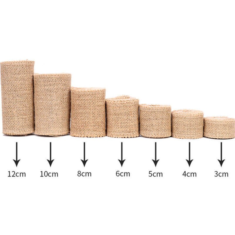 5M 6mm-50mm Natürliche Jute Band Bogen Handwerk DIY Jahrgang Jute Sackleinen Stoff Geschenkpapier NäHenne Party Hochzeit Weihnachten Decortion