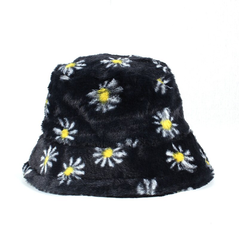 Novo chapéu de balde de moda para mulher faux skin femme boné multicolorido flores quentes chapéus de inverno quente ao ar livre casual chapéu de pescador hat hat hat hat hat: style 4