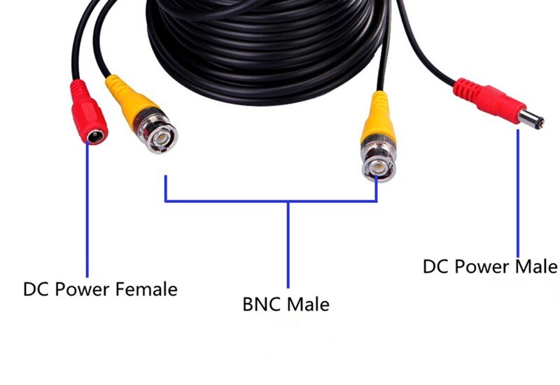 5m-50m video + strømforlængerkabel bnc + dc cctv-kabel til dvr kameraoptager system hjemme eller kontor cctv sikkerhedskameraer dvr kit