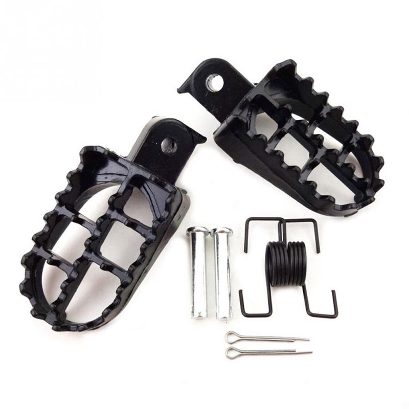 2PCS Footrests Foot Pegs Motorcycle Irony Wide Motocross Black Aluminium Pads