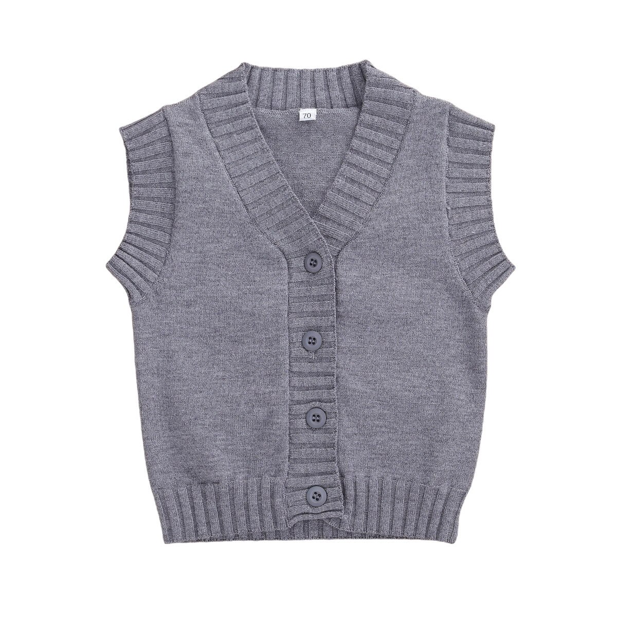 Baby Knitted Vest Fall/Winter Wool Vest Solid Comfortable Warm Waistcoats Infant Boys Girls Clothes Top: Gray / 3T