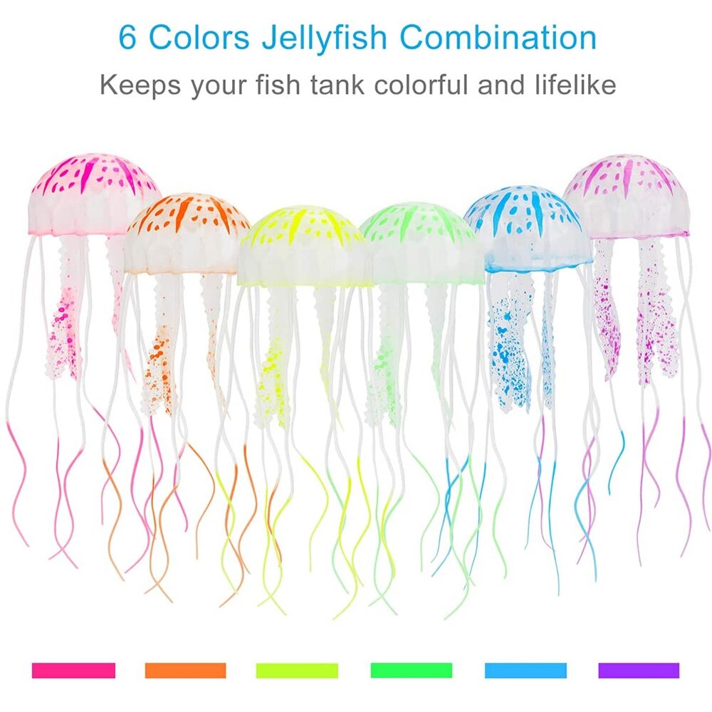 Fluorescent Kunstmatige Kwallen Voor Aquarium Fish Tank Decoratie Niet Giftig Siliconen Kwallen Ornamenten Onderwater Accessoires