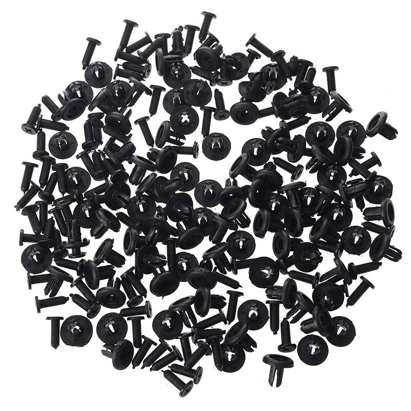 -bil plastnit stötfångare monteringsklämma 7 mm hål  x 100 svart