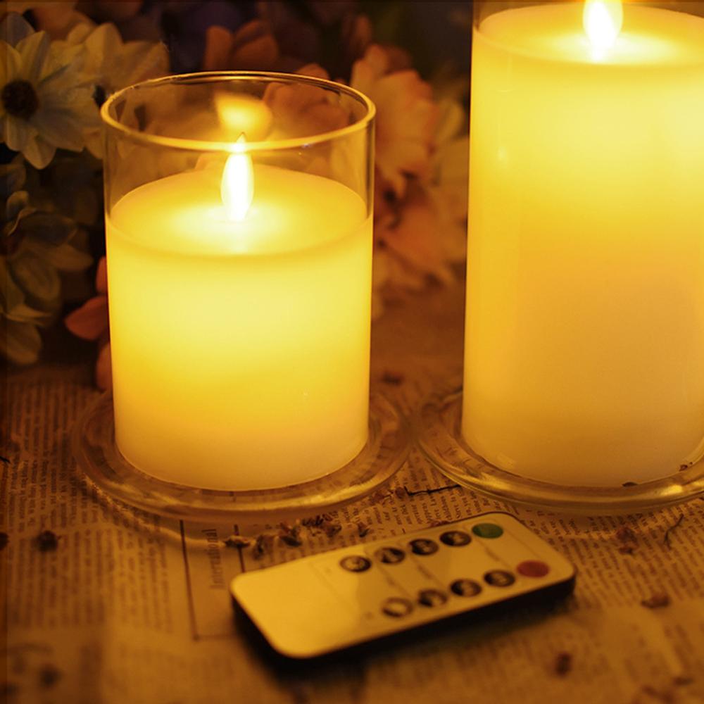 Flameless Candles, Pillar Real Wax Flickering Candle Light Battery Operated LED Candle Tea Light Sets with Remote Control