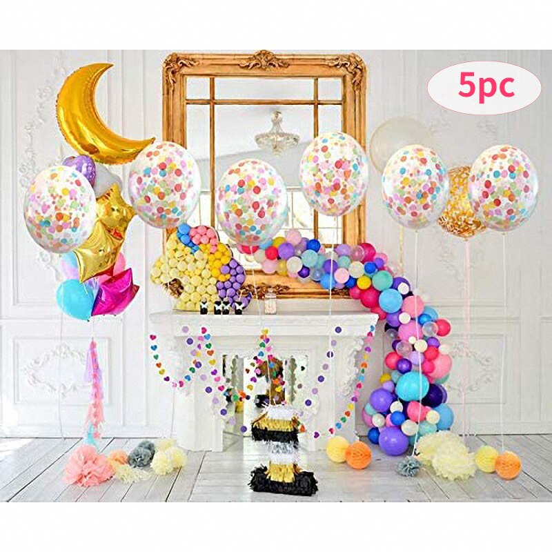 5 Stuks 36-Inch Oversized Ronde Transparante Latex Ballonnen Kleurrijke Confetti Sequin Ball Wedding Party Decoratie