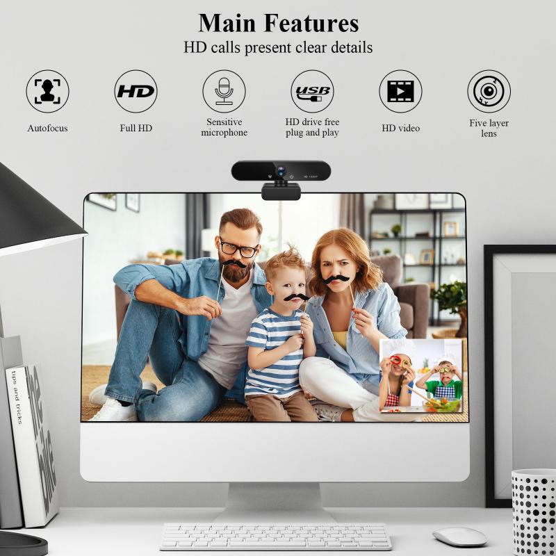 Webcam HD 1080P chaude avec Microphone caméra USB pour PC/ordinateur portable ordinateur de bureau appel vidéo périphériques d'ordinateur Webcams