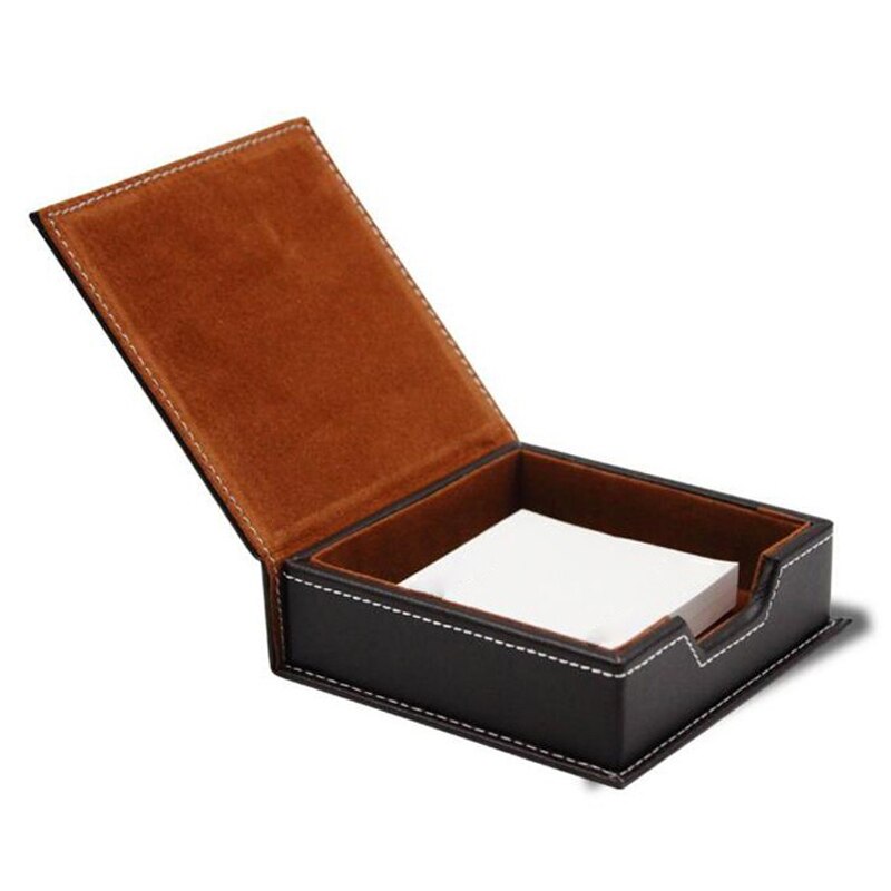 Caja de notas de cuero, suministros para oficina y escuela, Accesorios de escritorio, organizador, portatarjetas, porta notas, caja de almacenamiento de notas adhesivas