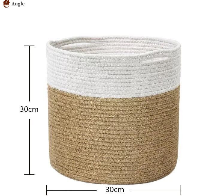 Hand-woven Storage Basket Cotton Rope Art Storage Bucket Simple Desktop Container Home Decoration: A 30X30CM