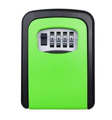 Wall-Mounted Password Key Box Anti-Theft Metal Password Lock Storage Box Home Outdoor Key Storage Box: Green