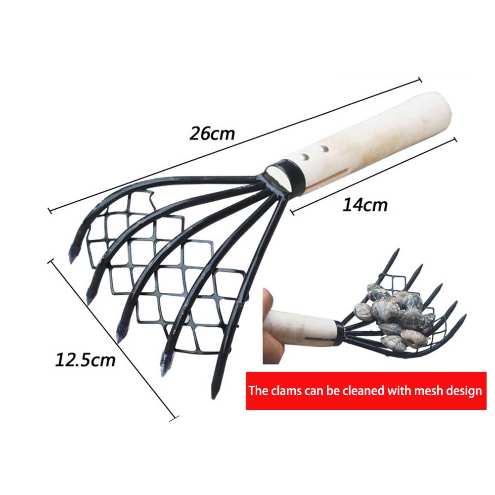 Râteau de palourde de maison de jardin 5 accessoires de griffe avec le filet creusent la coquille de fruits de mer