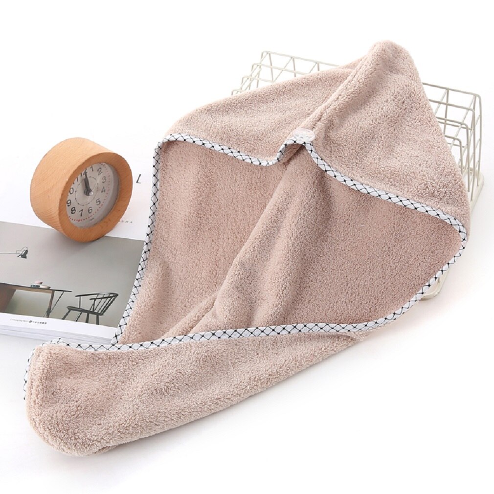 Microfiber Towel Quick Dry Hair Magic Drying Turban Wrap Hat Cap Spa Bathing Hair Drying Towel: Khaki