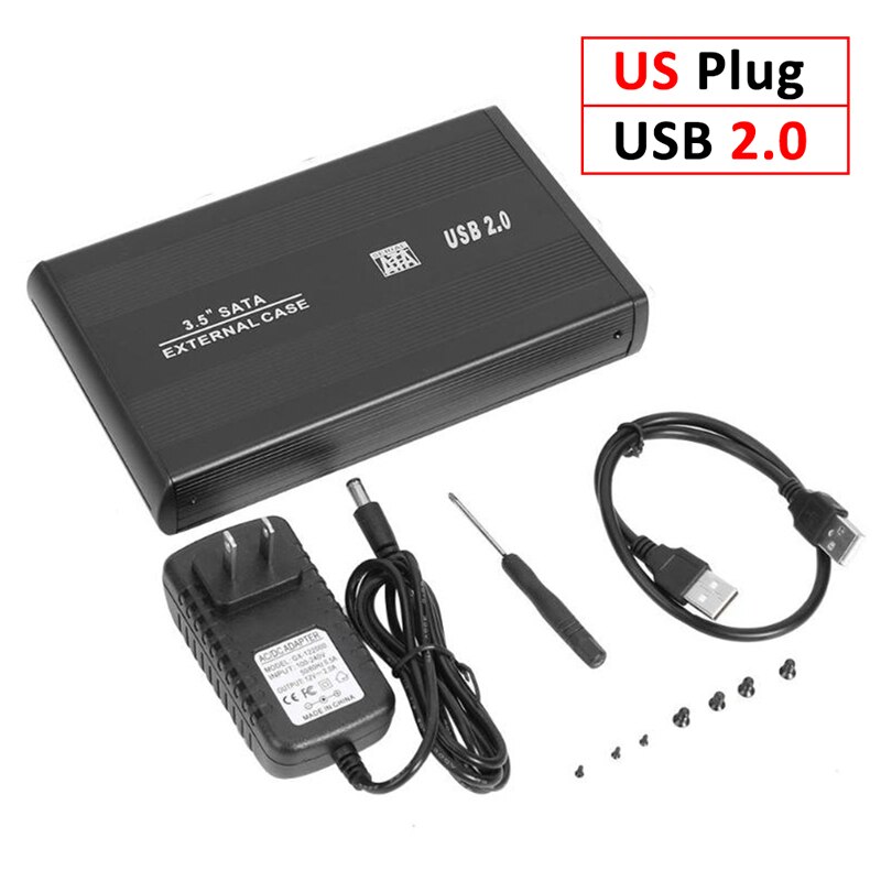 Adaptador de caja de disco duro externo 3,5 "USB3.0 USB2.0 Disco Duro HD SSD Box VKTECH de 3,0 pulgadas Funda de disco duro Dock SATA a USB 2,0 3,5: US Plug USB2.0