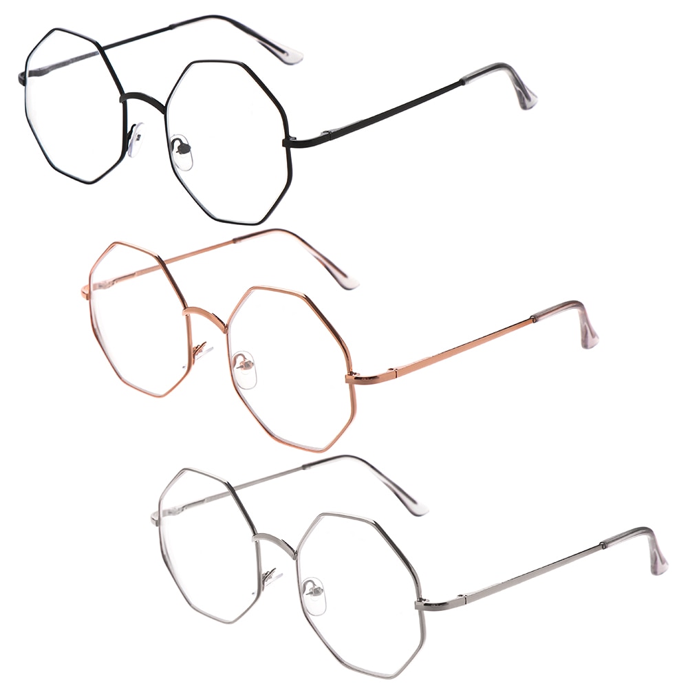 Metalen Polygon Leesbril Vrouwen Mannen Ultra Lichte Hars Verziend Brillen Eyewear Vergrootglas Bril Dioptrie-1.00 ~-4.0