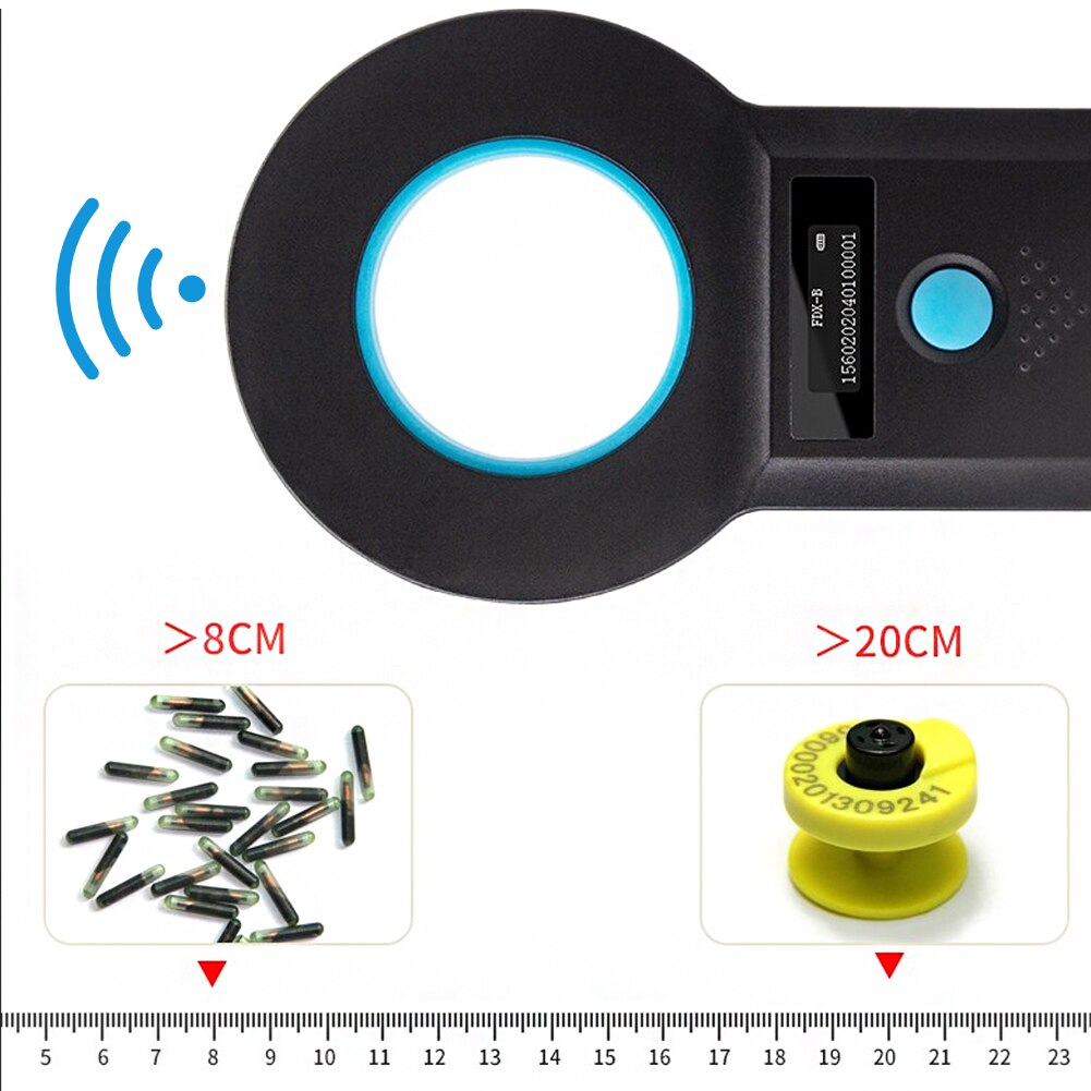 Rechargable Handheld Animal Pet ID Chip Digital Scanner Dog Cat 134.2KHz Identification Tag Card Reader Chip with OLED Display
