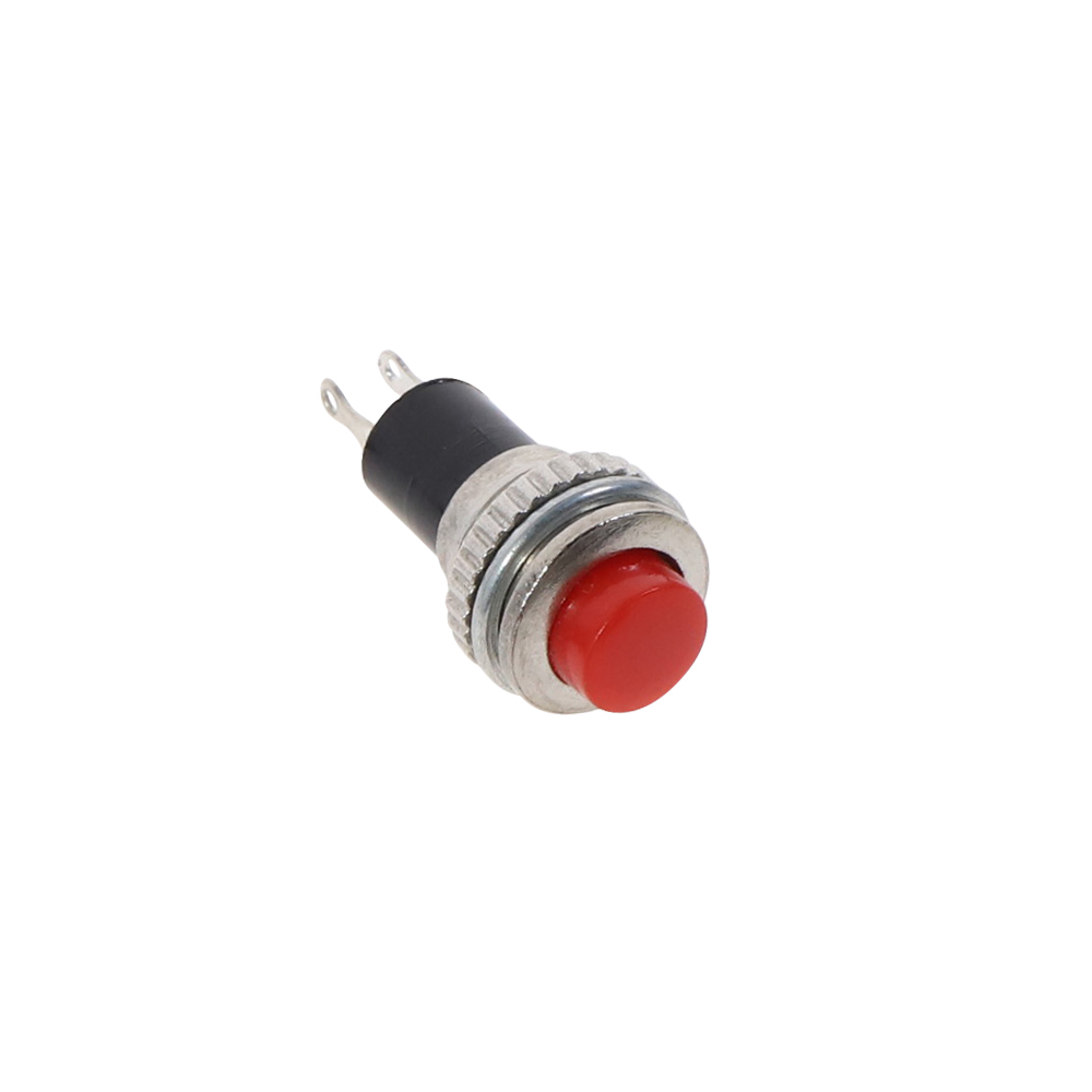 10pcs White Red Green Blue Black Yellow Panel mount 10mm Momentary OFF-(ON) Push button Switch Lower Screw Thread: Red
