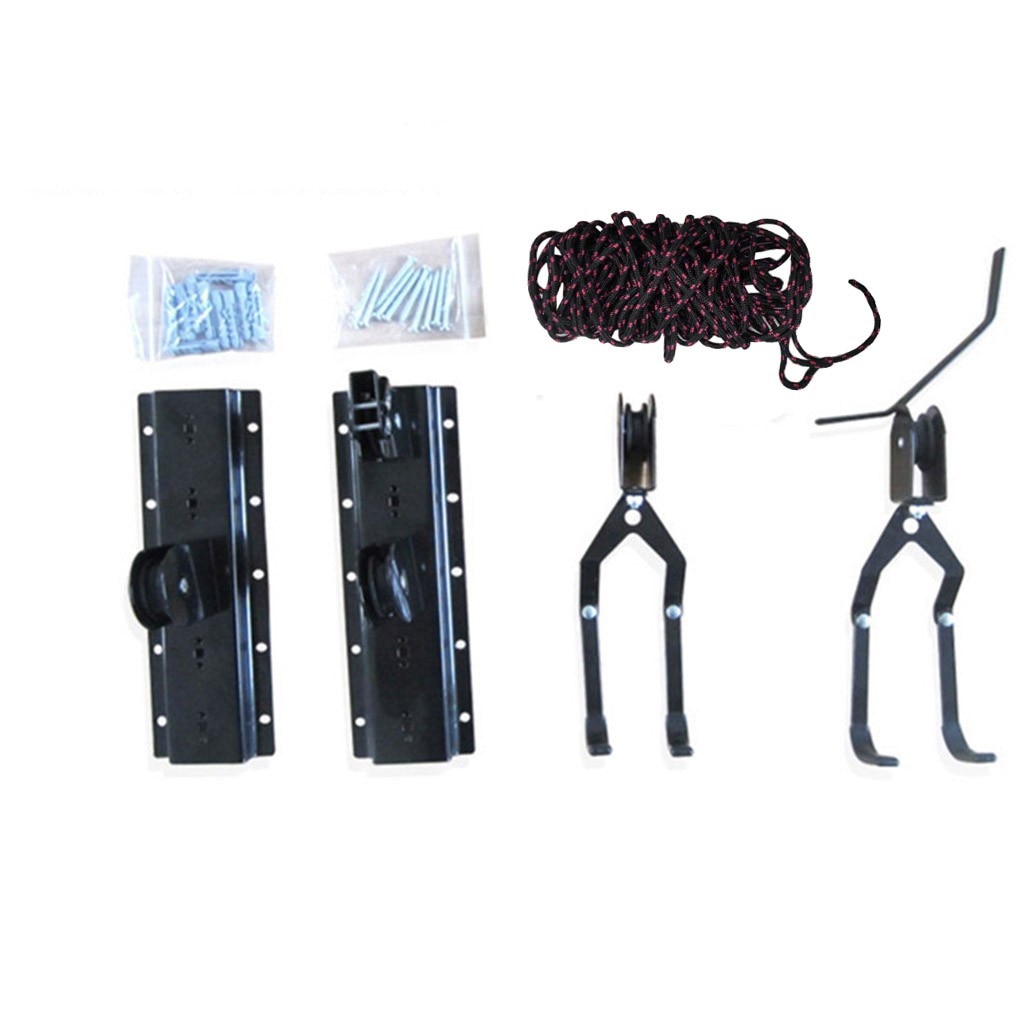 #40 Ceiling Lift Cargo Racks Bicycle Bike Storage Garage Hanger Mounted Hoist Pulley Rack Pulley Hanging Metal Lift Assemblies