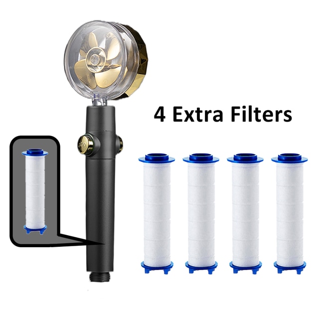 Douchekop Hoge Druk Stijl Groene Hoge Druk Draaien Douchekop Met Houder En Slang Propeller Douchekop eco: B Extra Filter