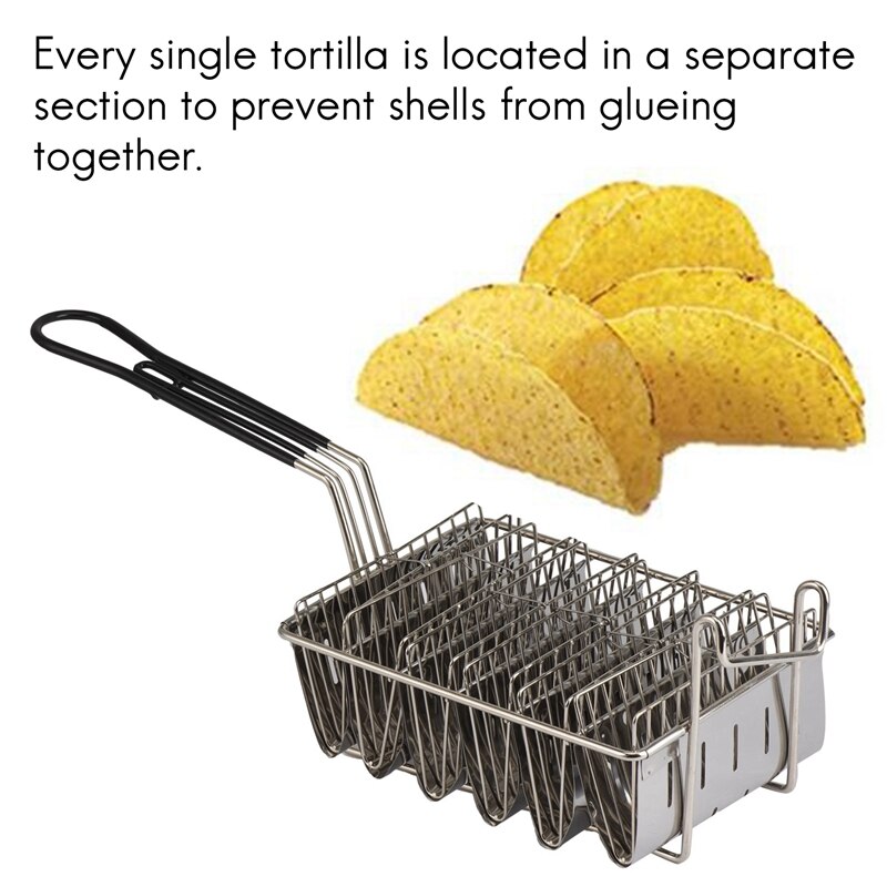 Taco Fryer Basket, Taco Shell Fryer, Holds 6 Shells Deep Fryer Taco Holders Basket With Grip Handle Taco Holder Stand