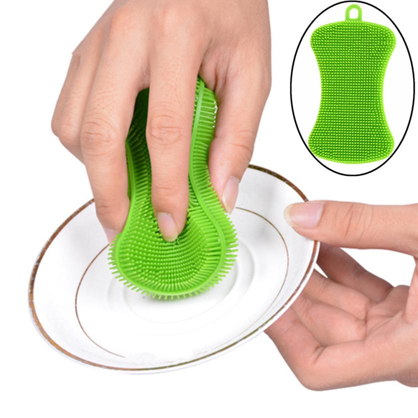 1Pc Silicone Dish Washing Sponge Scrubber Kitchen Cleaning Antibacterial Tool Strong Decontamination Ability m21