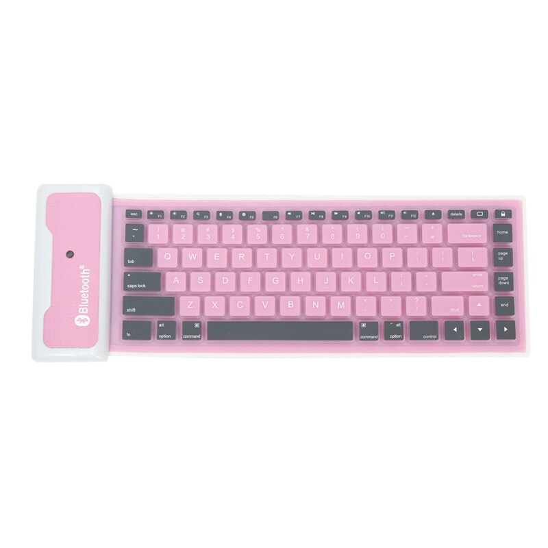 Portable Bluetooth Wireless Soft Silicone Keyboard for Laptop for IPad Smart Phone Keyboard Foldable Waterproof Universal: Pink