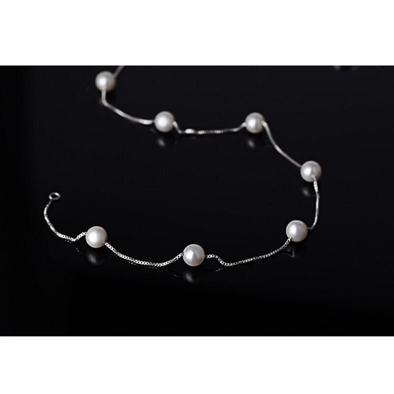 925 Sterling Silver Jewelry 12 PCS 6mm Pearl Box Chain Choker Necklace kolye collares bijoux femme S-N54