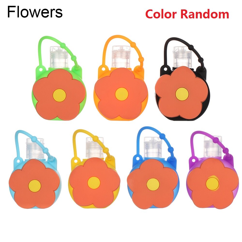 1 unidad de dispensador de jabón portátil de gel de silicona para manos dispensador de jabón botella rellenable Fruta de dibujos animados botella embotelladora de flores de animales: Flowers
