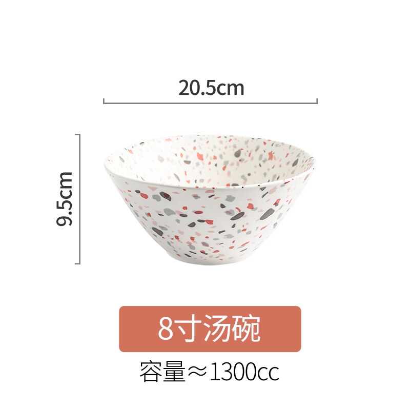 Vaisselle en céramique Terrazzo de 10 pouces, plateau de rangement, tasse à café, plateau à manger pour la maison, salon de thé, accessoires de décoration: 8 inch