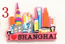 PVC de dibujos animados imanes de nevera de Shanghai Souvenir Shanghai paisaje arquitectónico Set de imanes para nevera Ideas de: 3