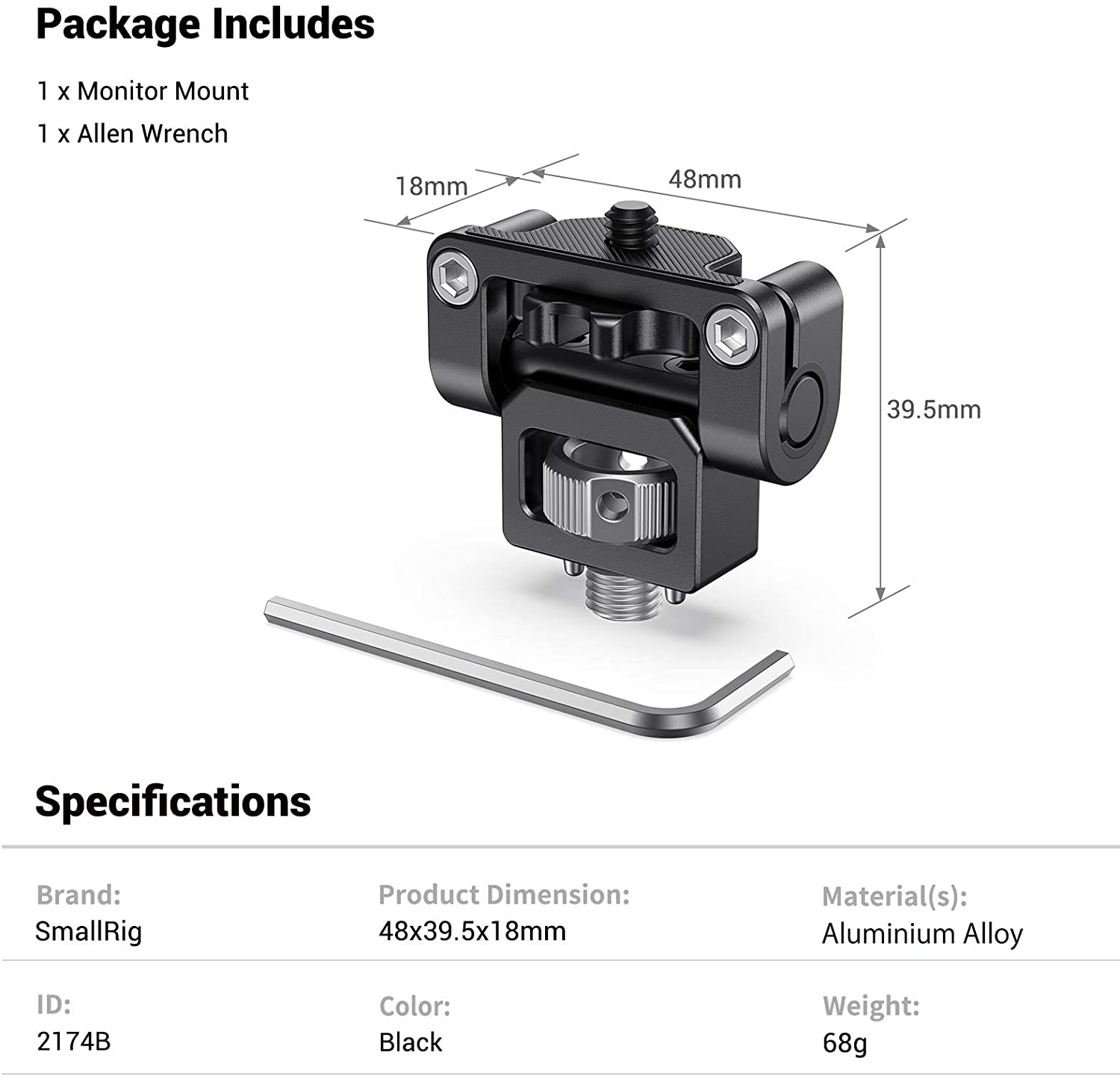 Smallrig Universele Dslr Camera Swivel Monitor Mount Met Arri Lokaliseren Pinnen Om Fix Monitor Met Camera -2174